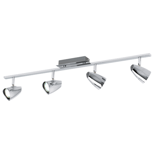 Corbera LED spotlampe i krom metal og krom plastik, 4x3,3W LED, længde 78 cm, bredde 7 cm.